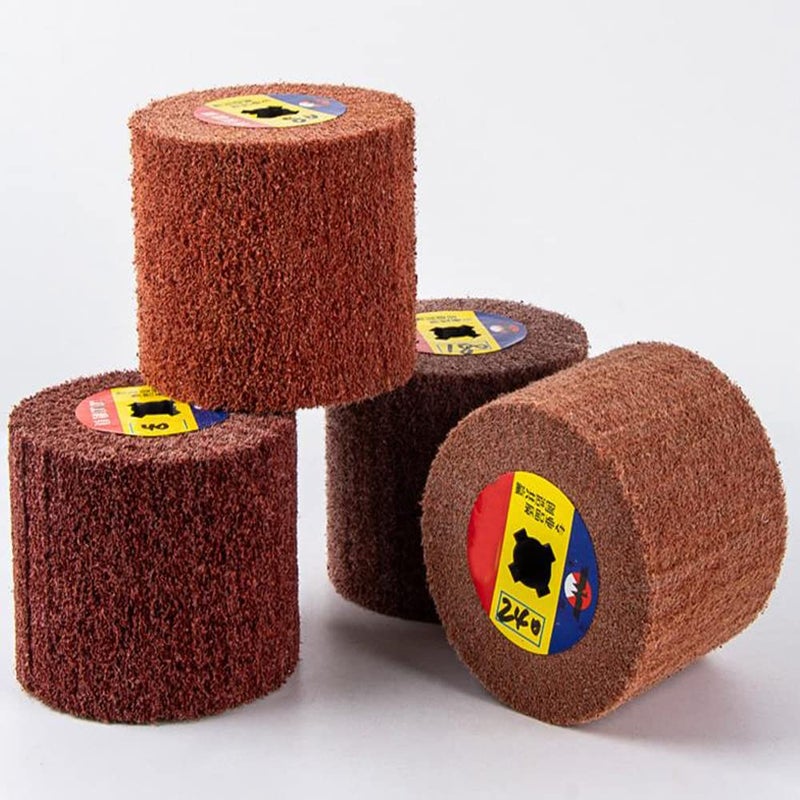 JONAS C 7 Pack Non Woven Wire Abrasive Drawing Polishing Burnishing Wheel Flap Brush 120mm x 100mm for Surface Treatment Stainless Steel, Aluminum, Copper, Metal, Grit: 60# 80# 120# 180# 240# 320# 600# - Image 4
